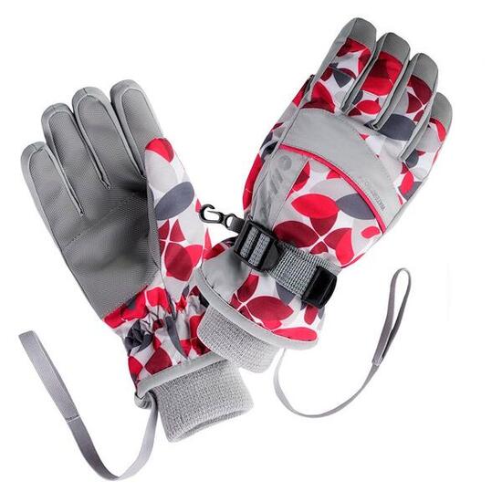 Gants De Ski Motif/style Géométrique KELLY Enfant (Gris / Rose Rouge / Rouge