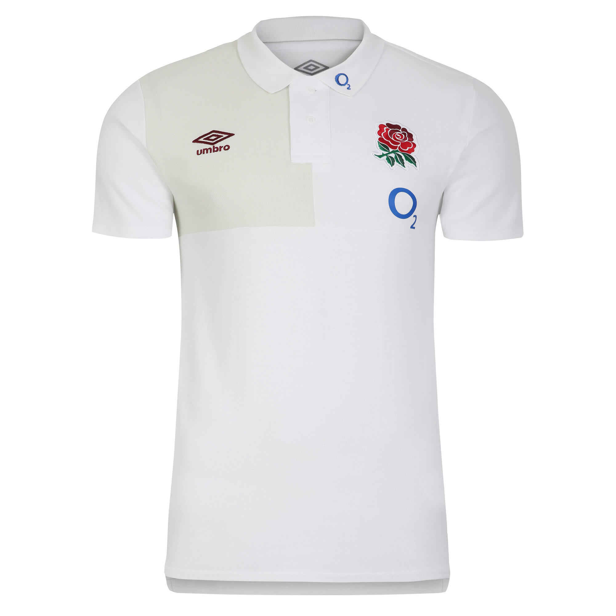 Mens 23/24 England Rugby CVC Polo Shirt (Brilliant White/Foggy Dew) 1/4