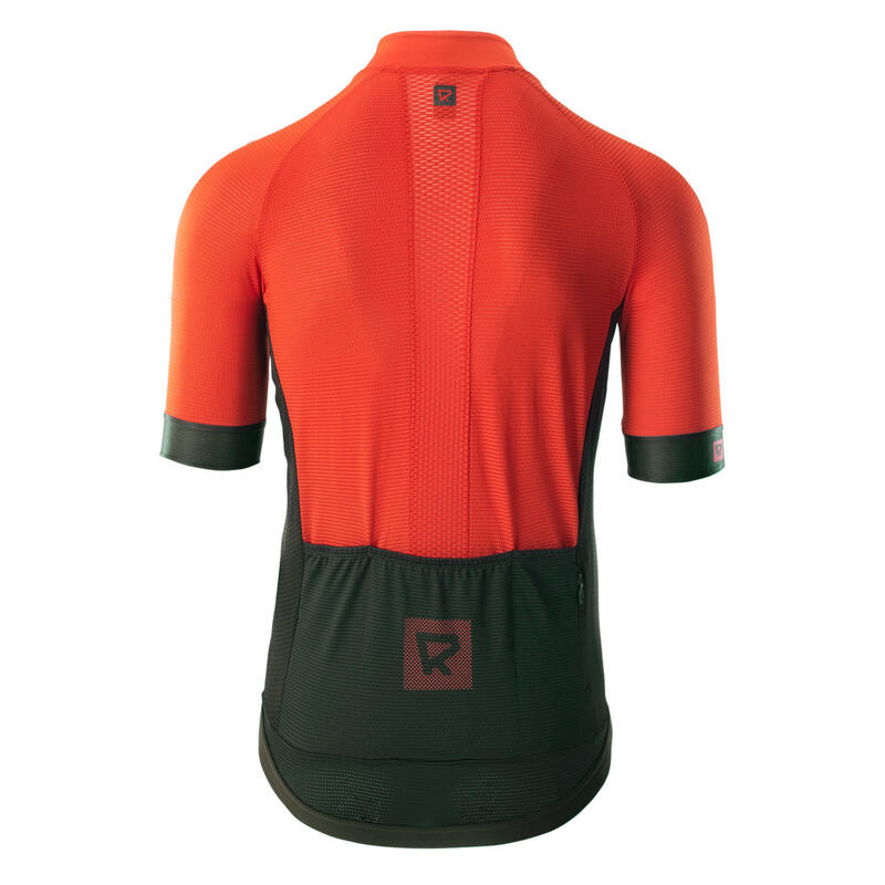 Maillot De Cyclisme FOXTROT Homme (Orange Sanguine / Vert Kaki Foncé)