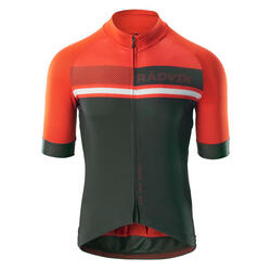 Maillot De Cyclisme FOXTROT Homme (Orange Sanguine / Vert Kaki Foncé)