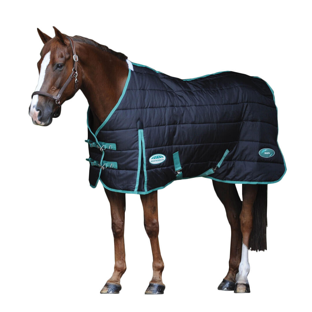 WEATHERBEETA GreenTec StandardNeck Medium Lightweight Horse Stable Rug (Black/Bottle Green)