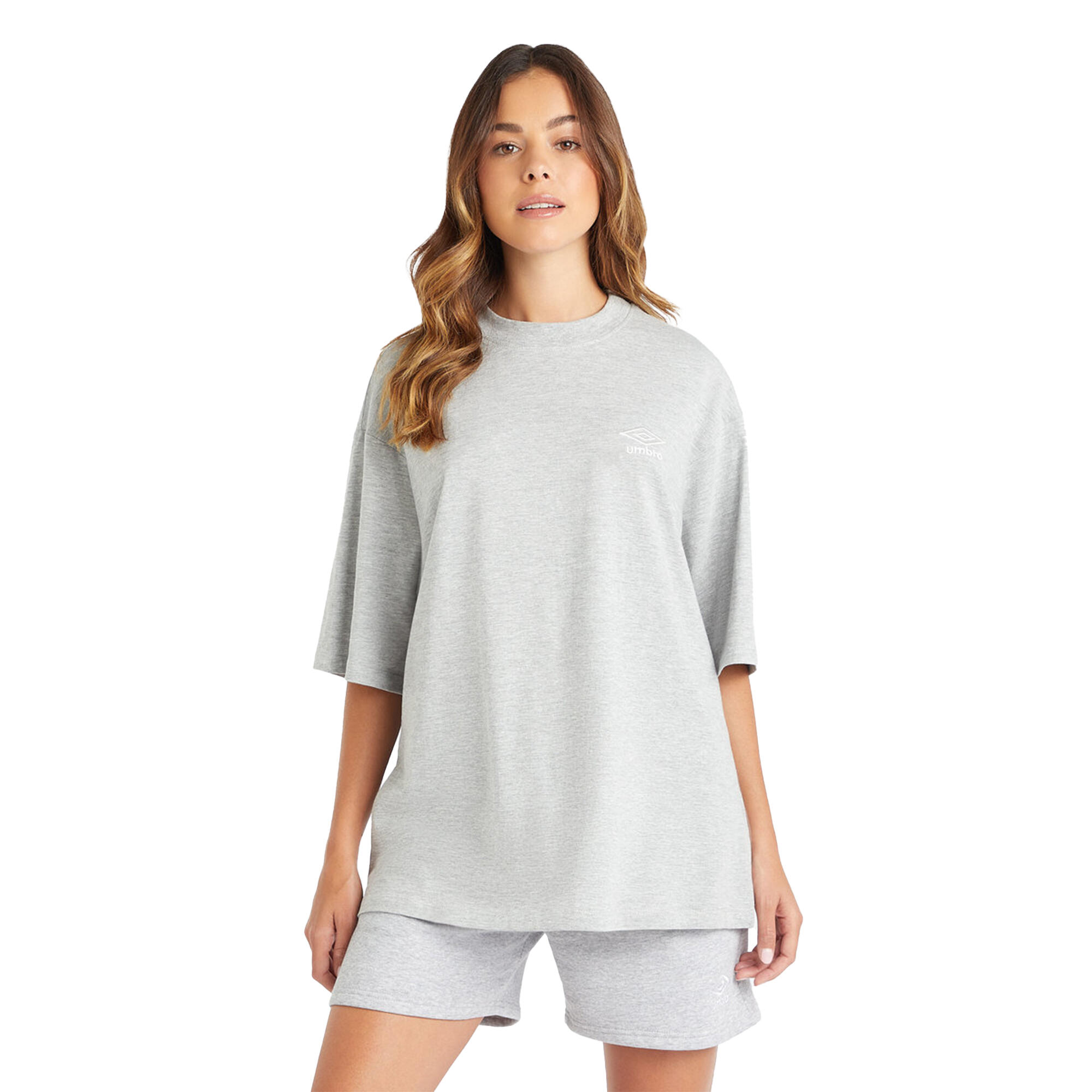 Womens/Ladies Core Oversized TShirt (Grey Marl/White) 3/3