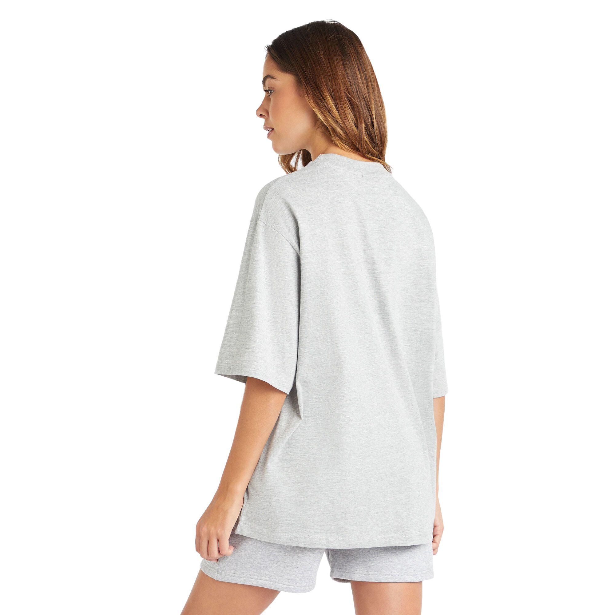 Womens/Ladies Core Oversized TShirt (Grey Marl/White) 2/3