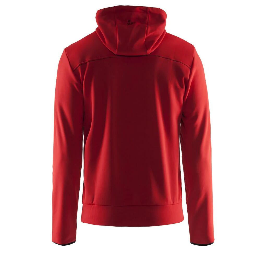 Mens Leisure Full Zip Hoodie (Bright Red/Black/Grey Melange) 2/3