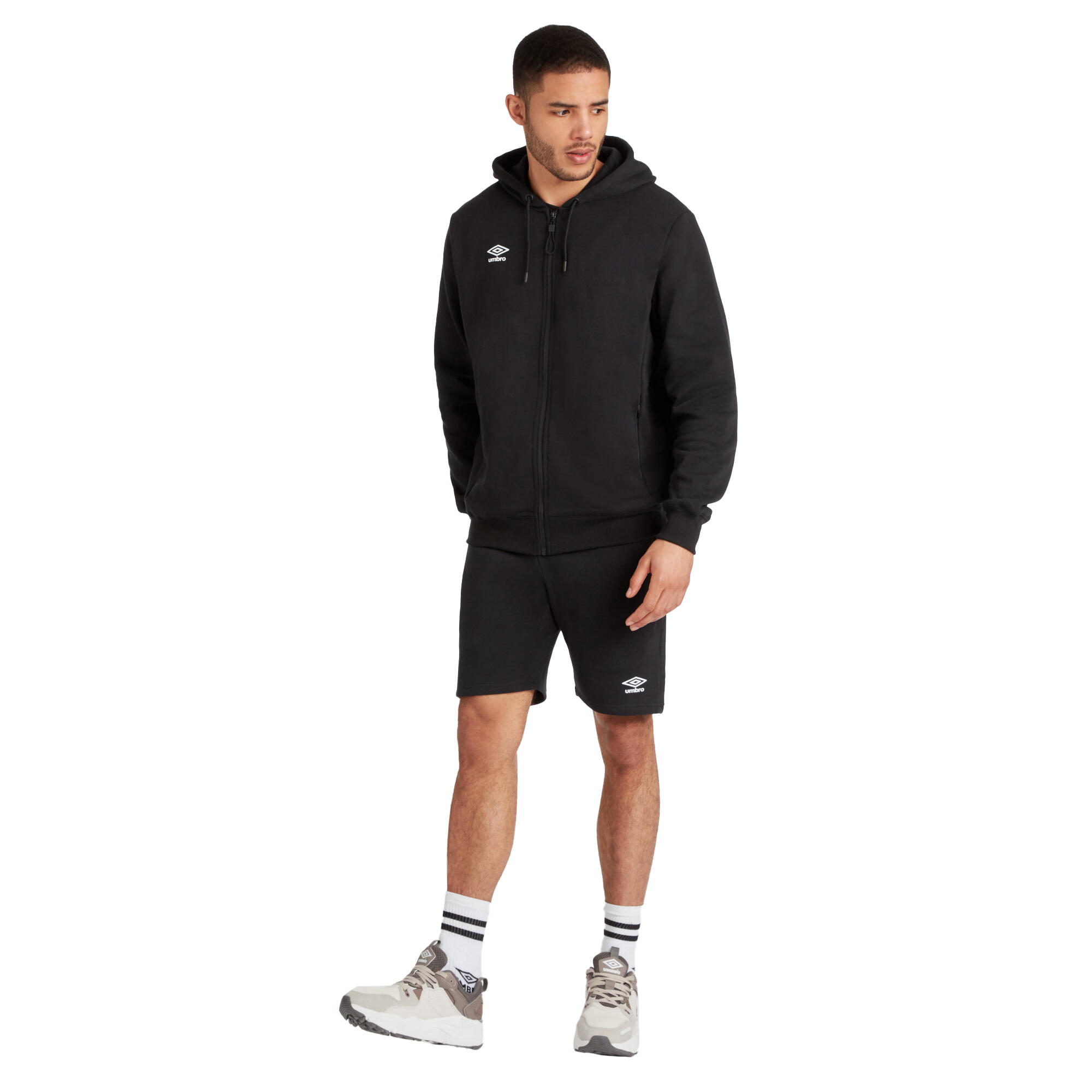 Men's CLUB LEISURE hooded jacket (Black / White)