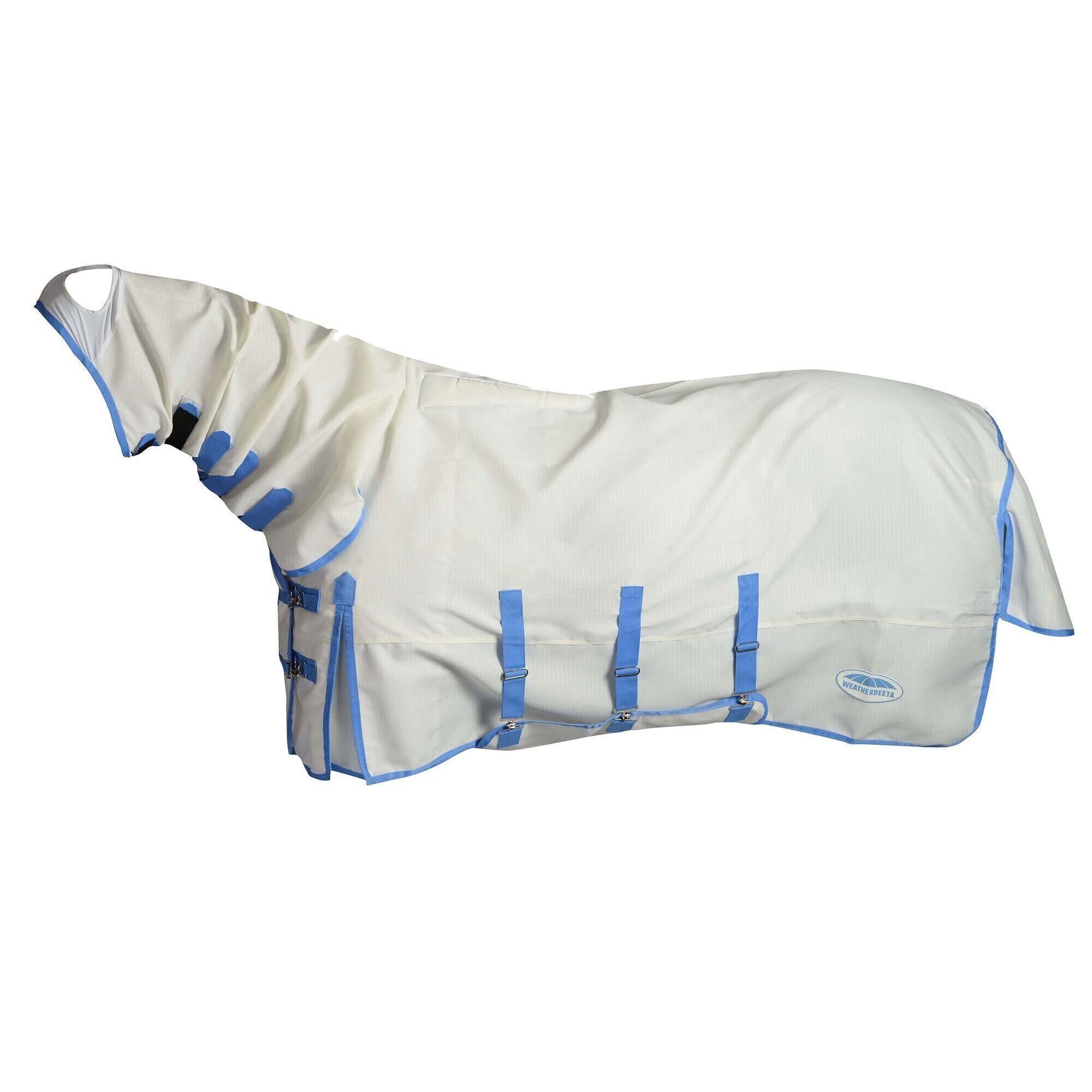 WEATHERBEETA Comfitec Sweet Itch Shield Combo Neck Horse Turnout Rug (White/Blue)