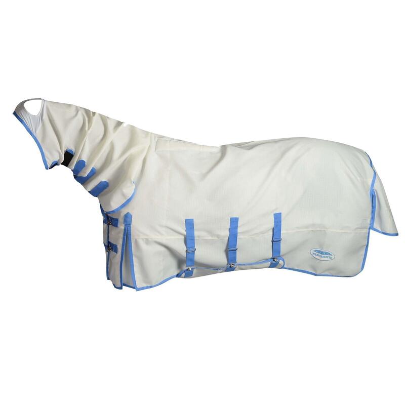 Couverture d'extérieur pour chevaux COMFITEC SWEET ITCH SHIELD (Blanc / Bleu)