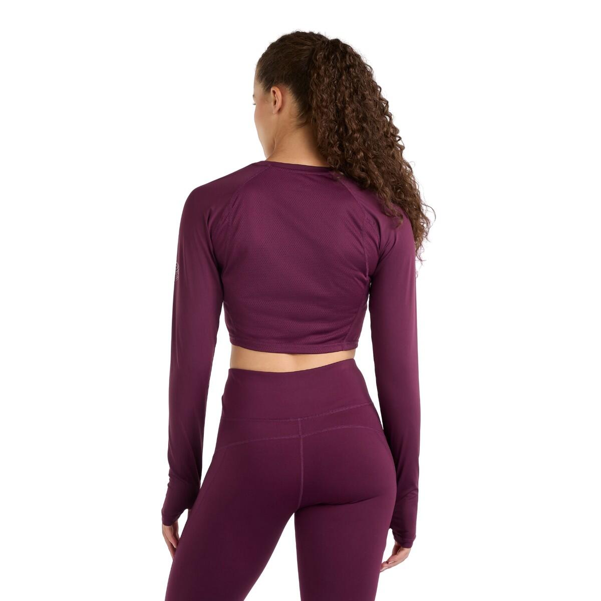 Womens/Ladies Pro LongSleeved Training Crop Top (Potent Purple/Mauve Shadow) 2/4