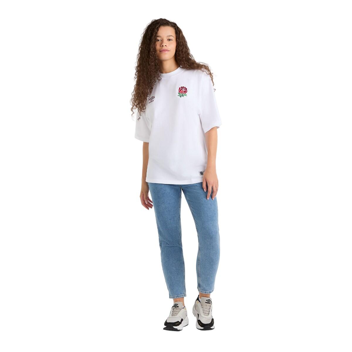 Womens/Ladies Dynasty England Rugby Oversized TShirt (White) 4/4