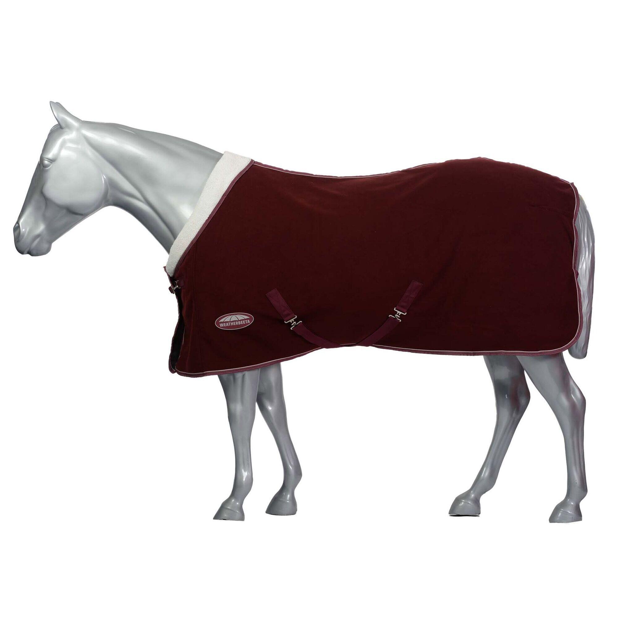 StandardNeck Sherpa Fleece Horse Cooler Rug (Maroon/White) 1/4