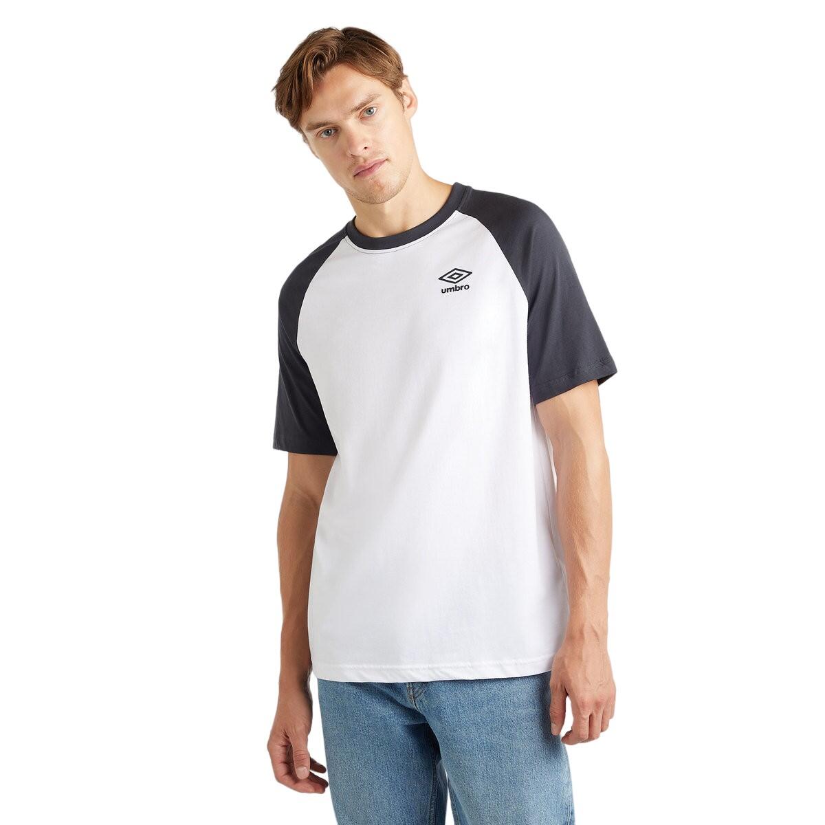 Mens Core Raglan TShirt (White/Collegiate Blue) 3/4