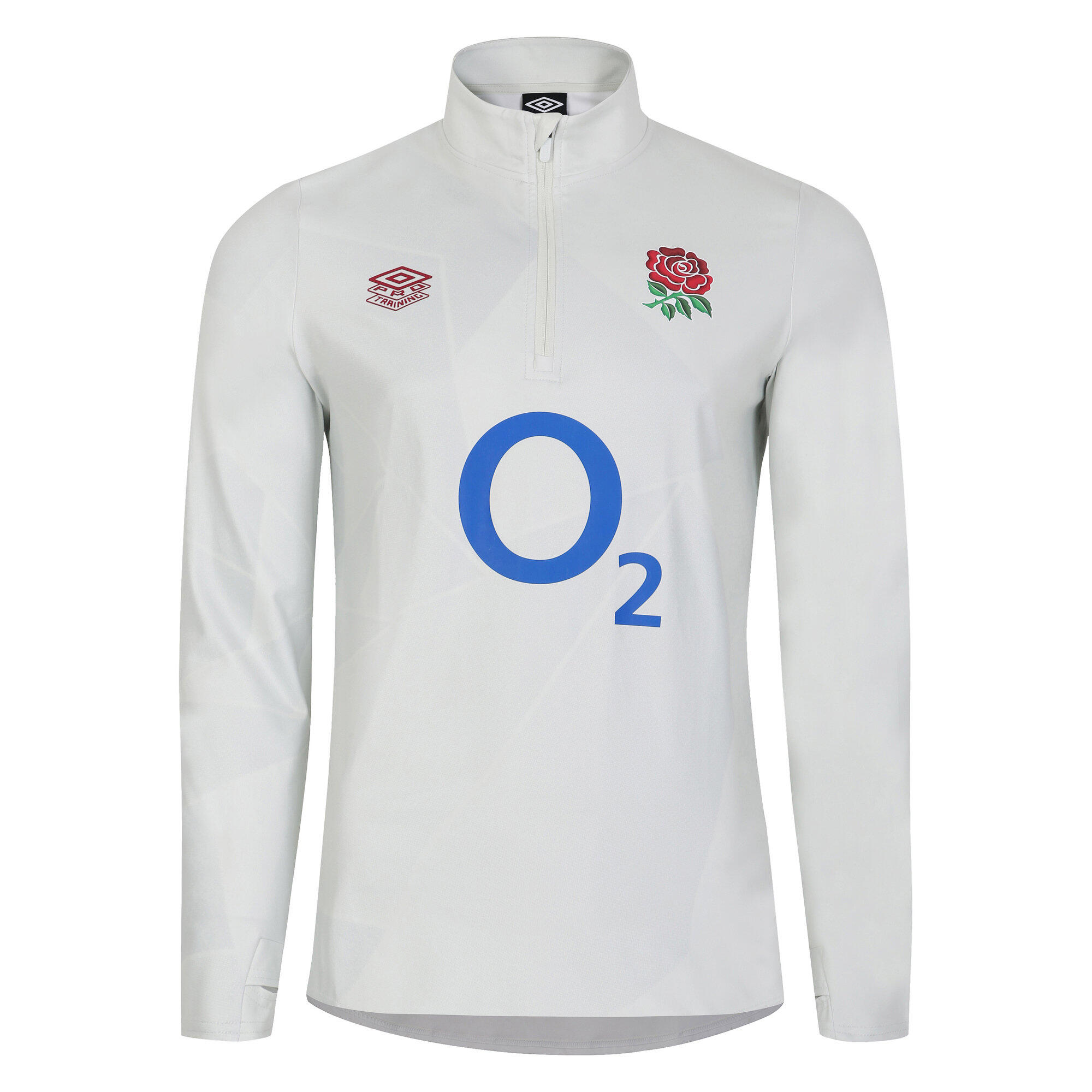 Mens 23/24 England Rugby Warm Up Midlayer (Brilliant White/Wan Blue) 1/4