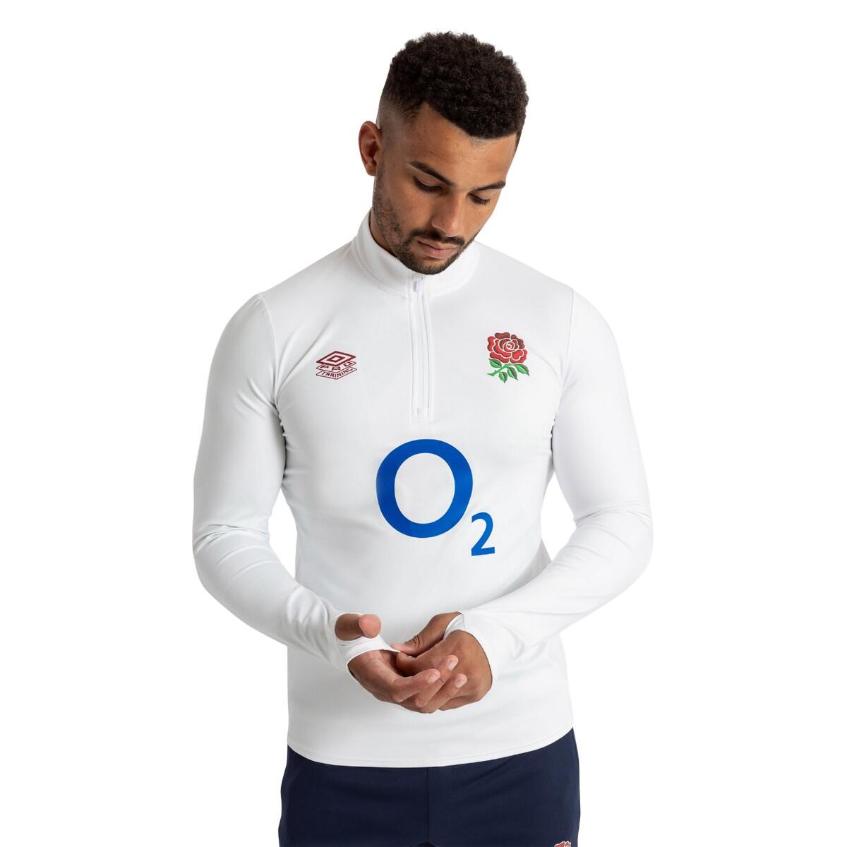 Mens 23/24 England Rugby Warm Up Midlayer (Brilliant White/Wan Blue) 4/4