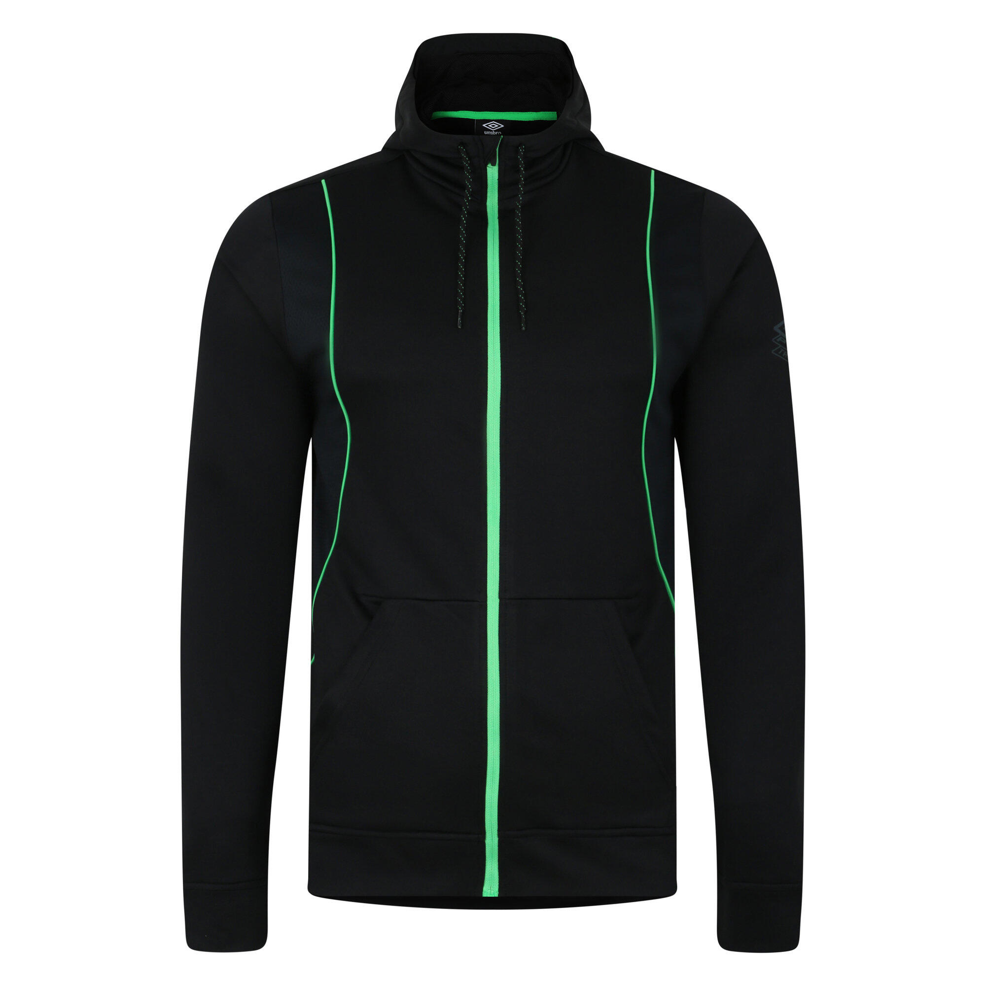 UMBRO Mens Pro Training Full Zip Hoodie (Black/Andean Toucan)