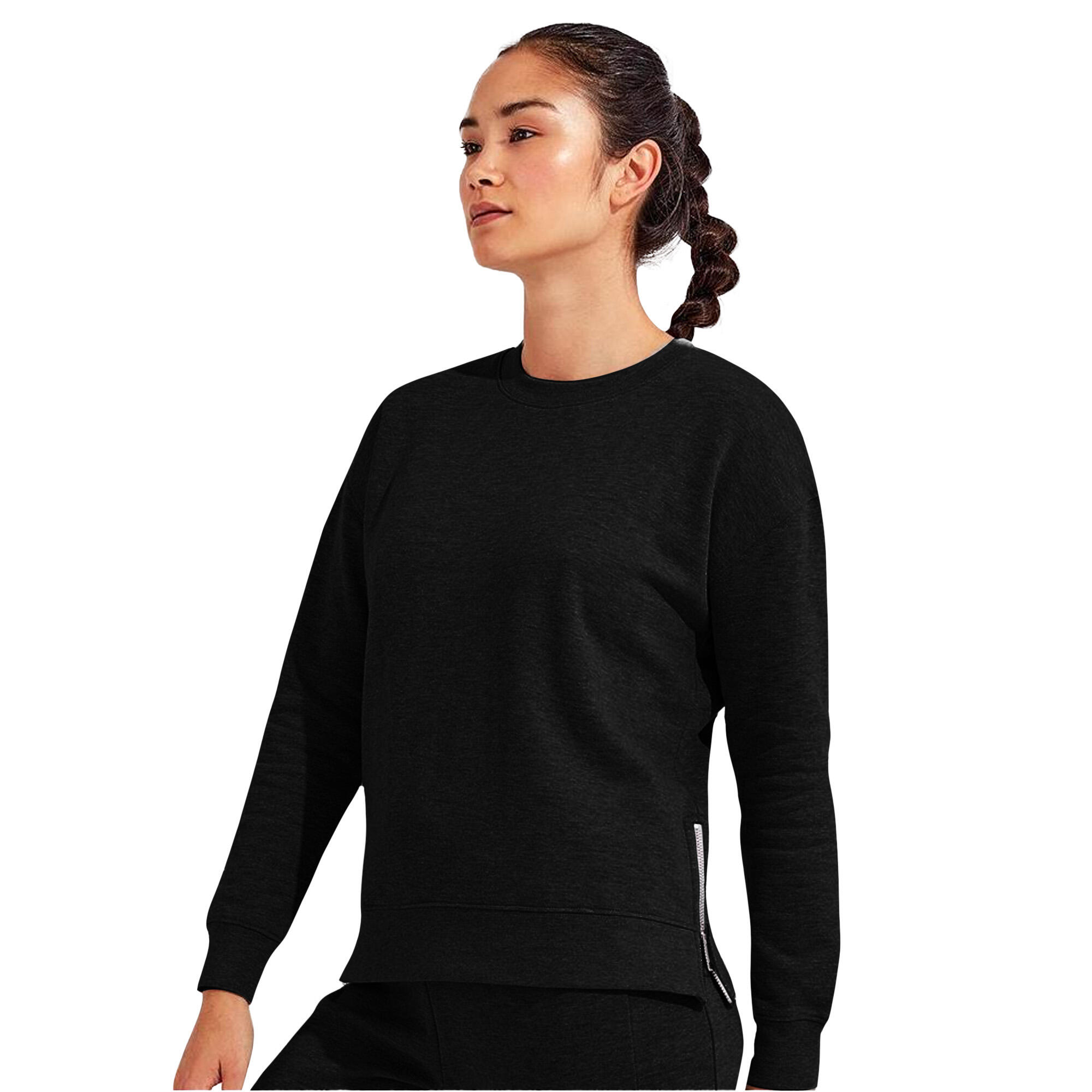 Womens/Ladies Recycled Zipped Sweatshirt (Black) 4/4