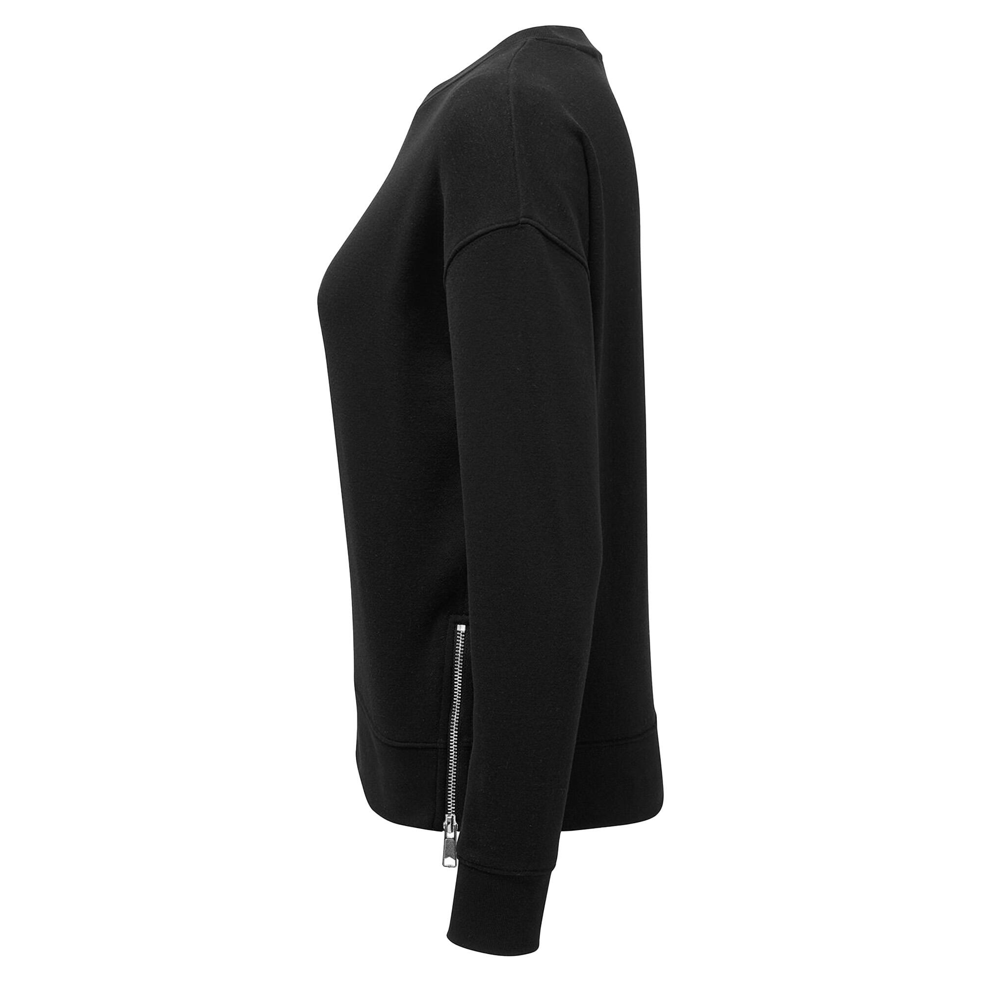 Womens/Ladies Recycled Zipped Sweatshirt (Black) 3/4