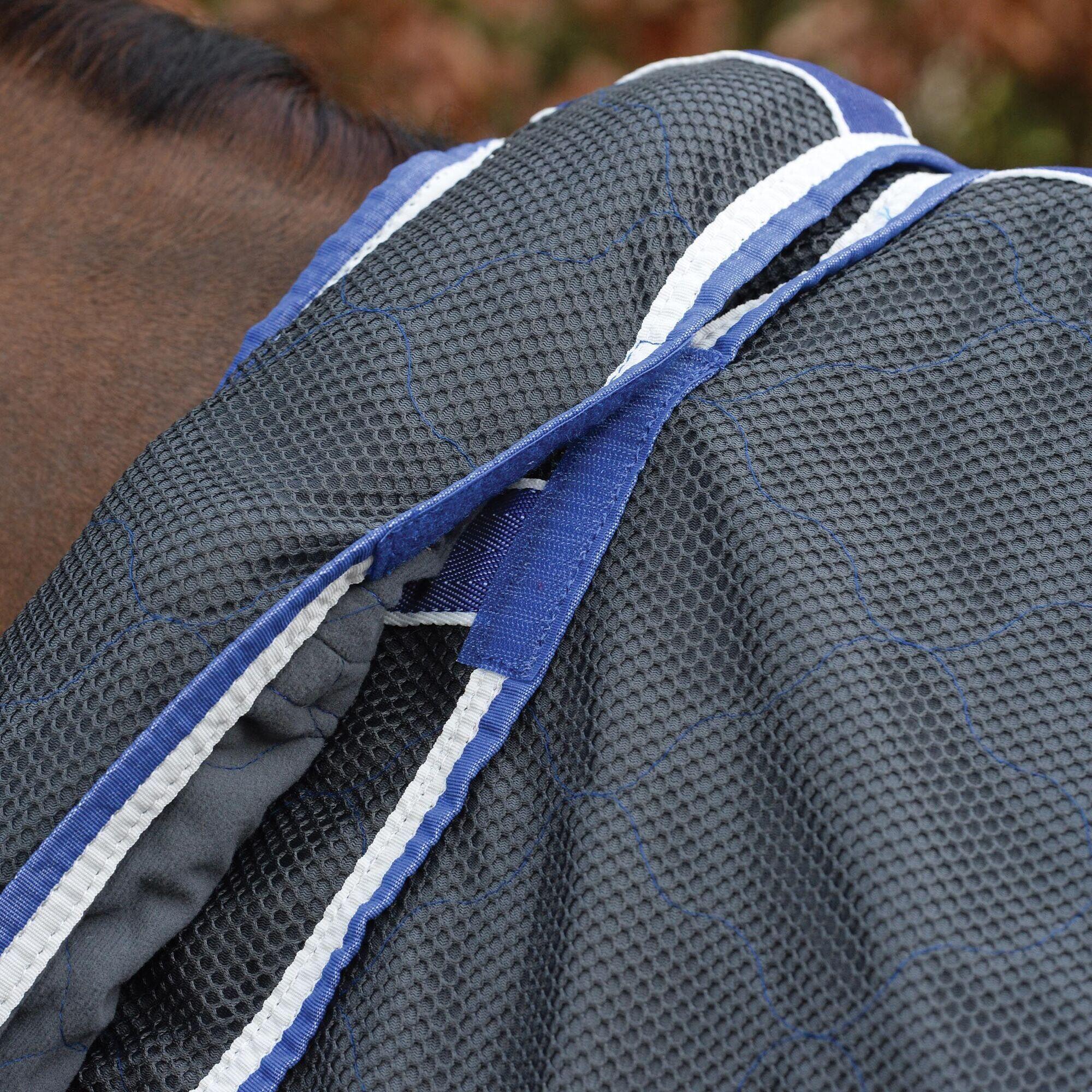 Wick Dri II Combo Neck Horse Cooler Rug (Charcoal/Blue/White) 3/4