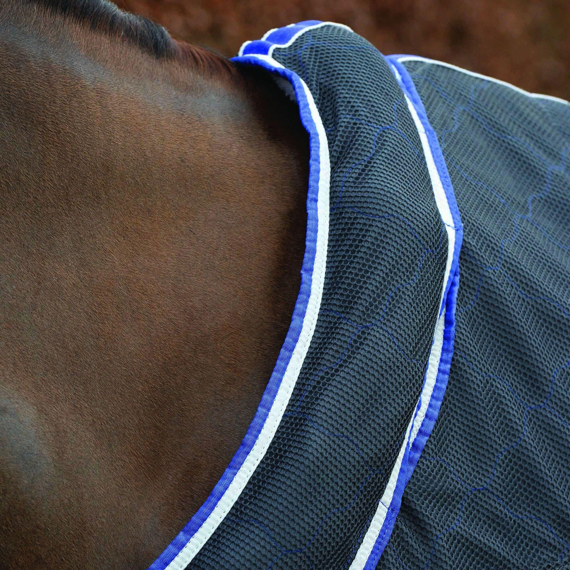 Wick Dri II Combo Neck Horse Cooler Rug (Charcoal/Blue/White) 4/4