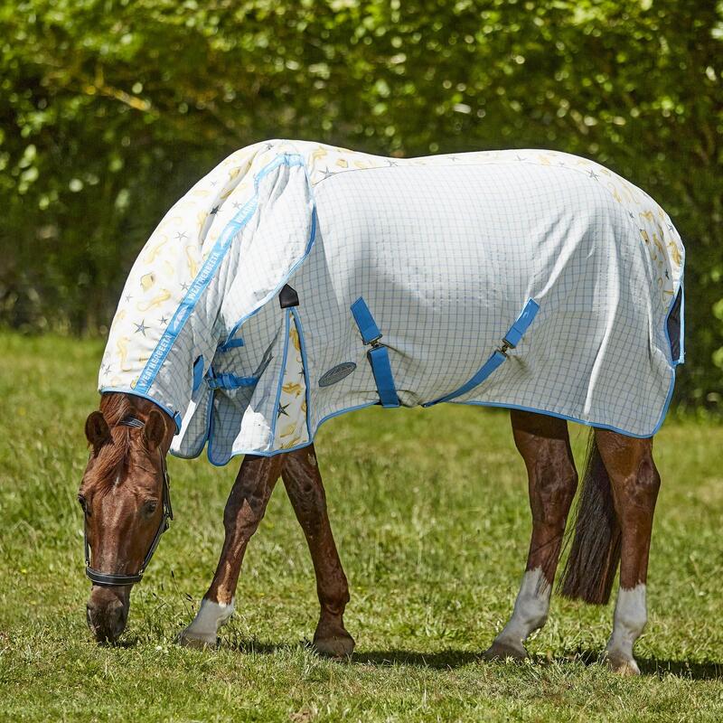 Couverture d'extérieur pour chevaux SUMMER SHEET LITE (Blanc / Jaune / Bleu)