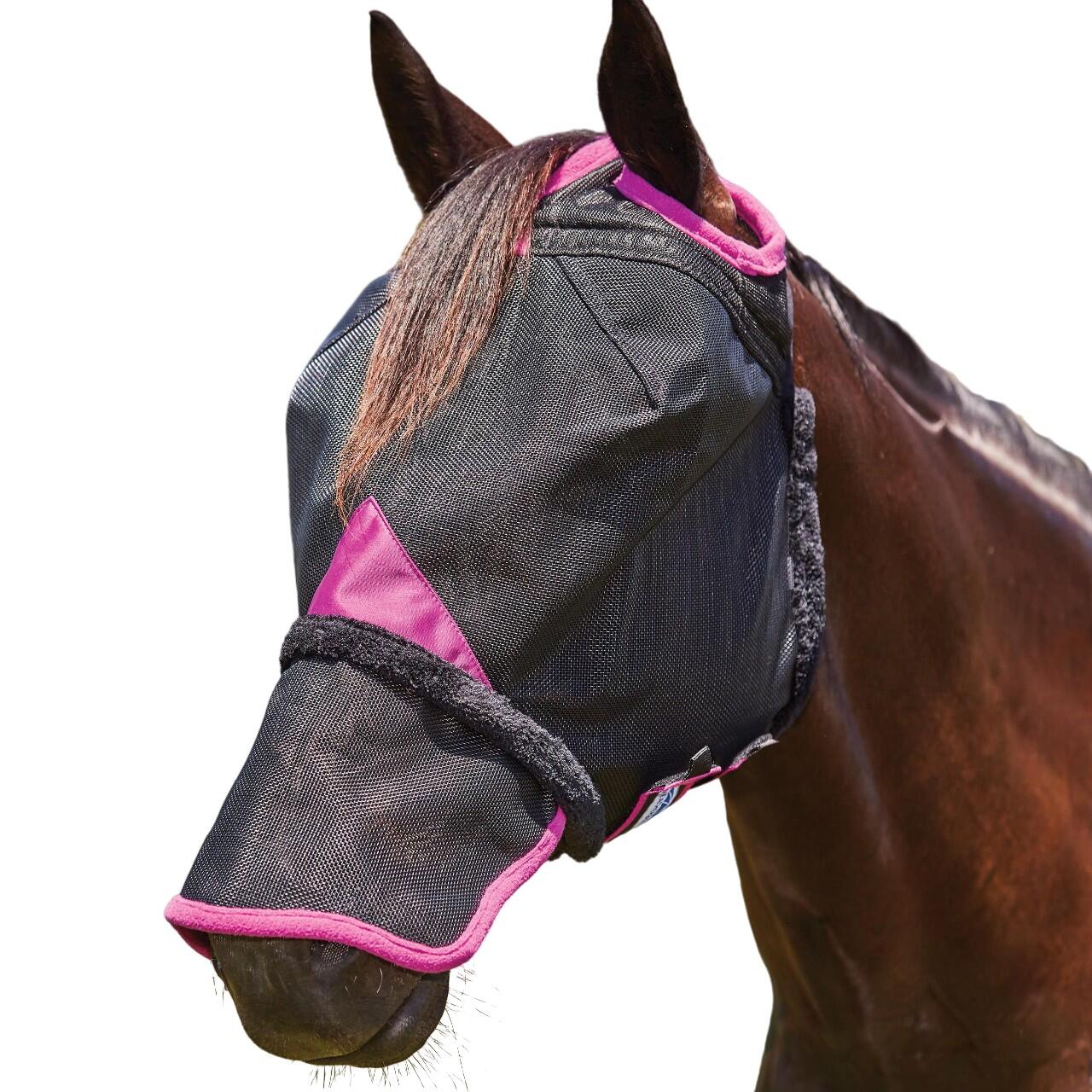 WEATHERBEETA Comfitec Deluxe Mesh Durable Horse Fly Mask With Nose (Black/Purple)