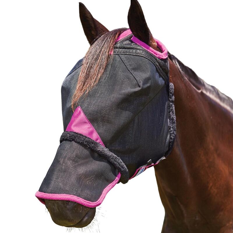 Masque antimouches pour chevaux avec nez COMFITEC DELUXE (Noir / Violet)
