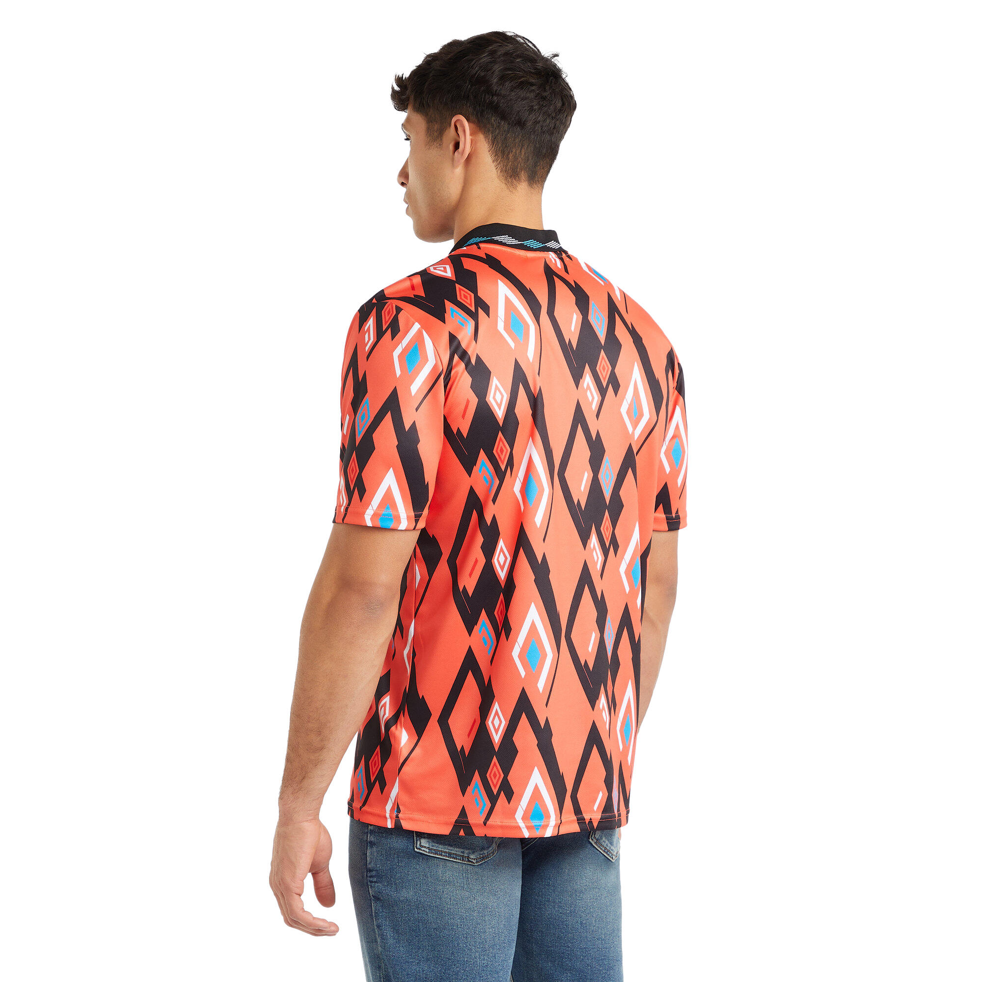 Mens Tropics Football TShirt (Warm Red/Cyan/White) 2/3