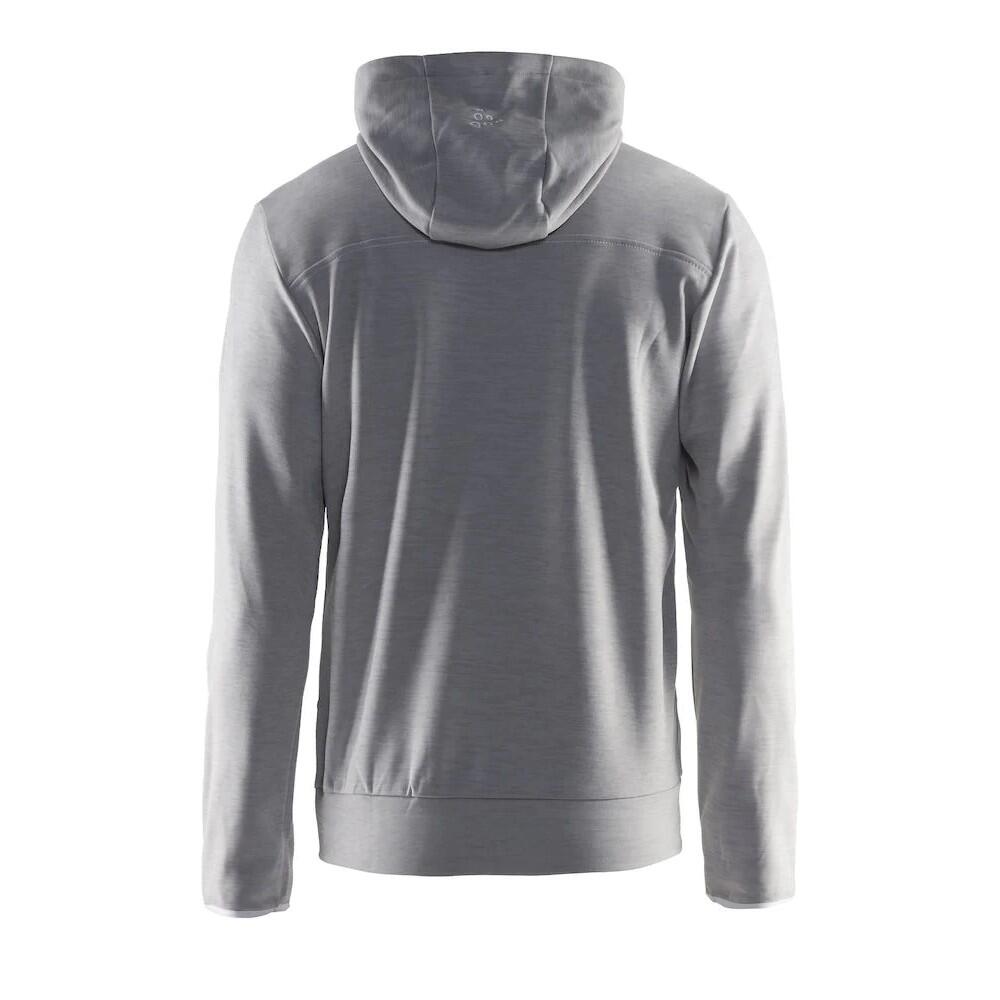 Mens Leisure Full Zip Hoodie (Grey Melange/White) 2/3