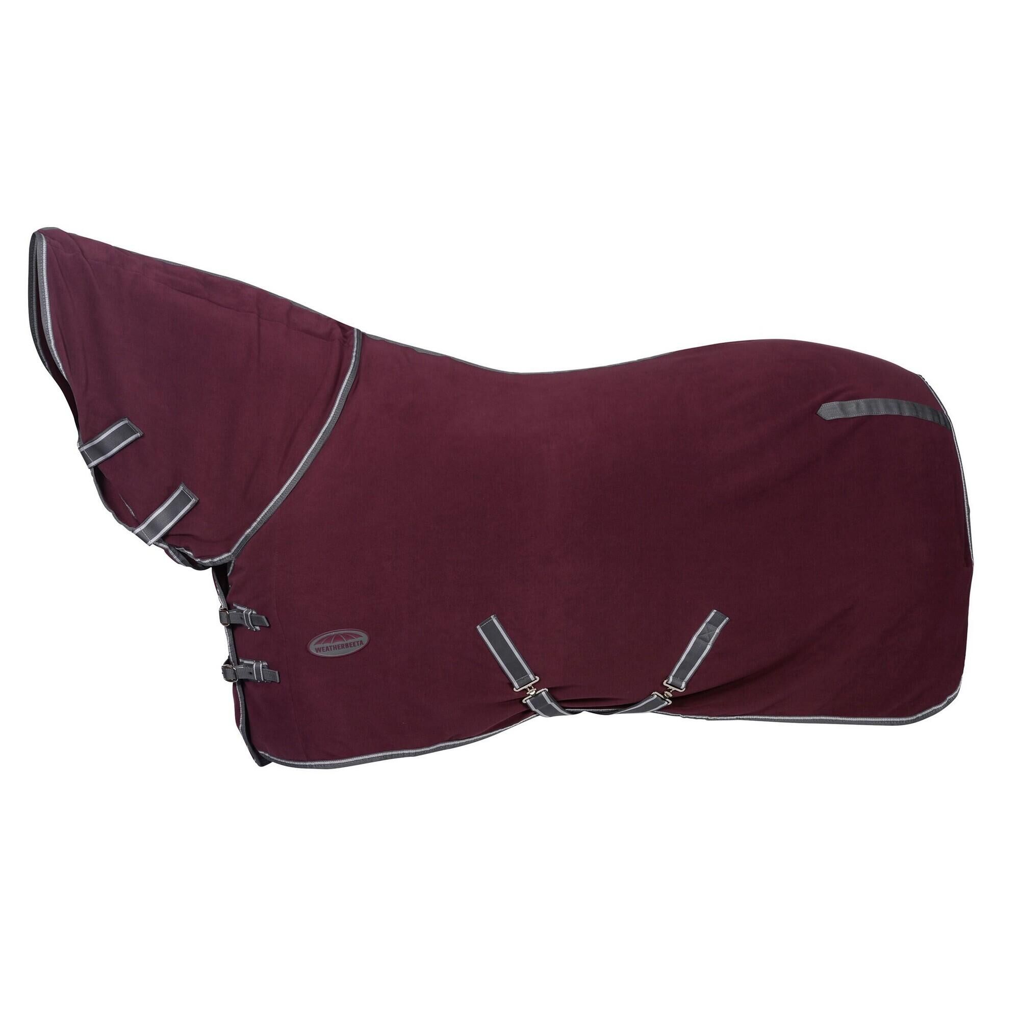 WEATHERBEETA Cooler Combo Neck Fleece Horse Turnout Rug (Maroon/Grey/White)