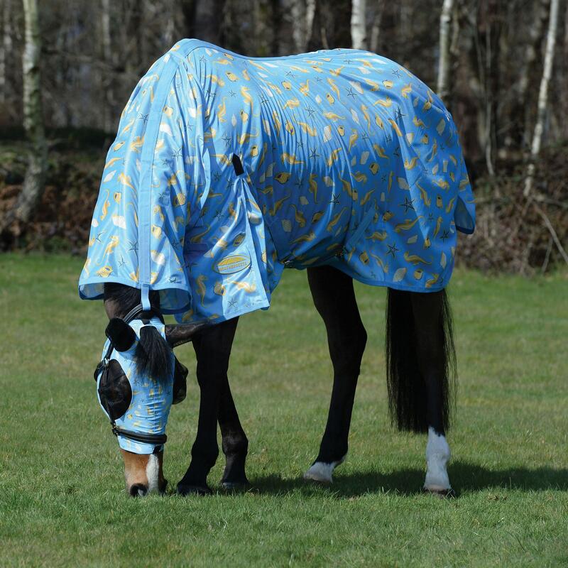 Couverture antimouches pour chevaux avec couvrecou COMFITEC ESSENTIAL (Bleu)