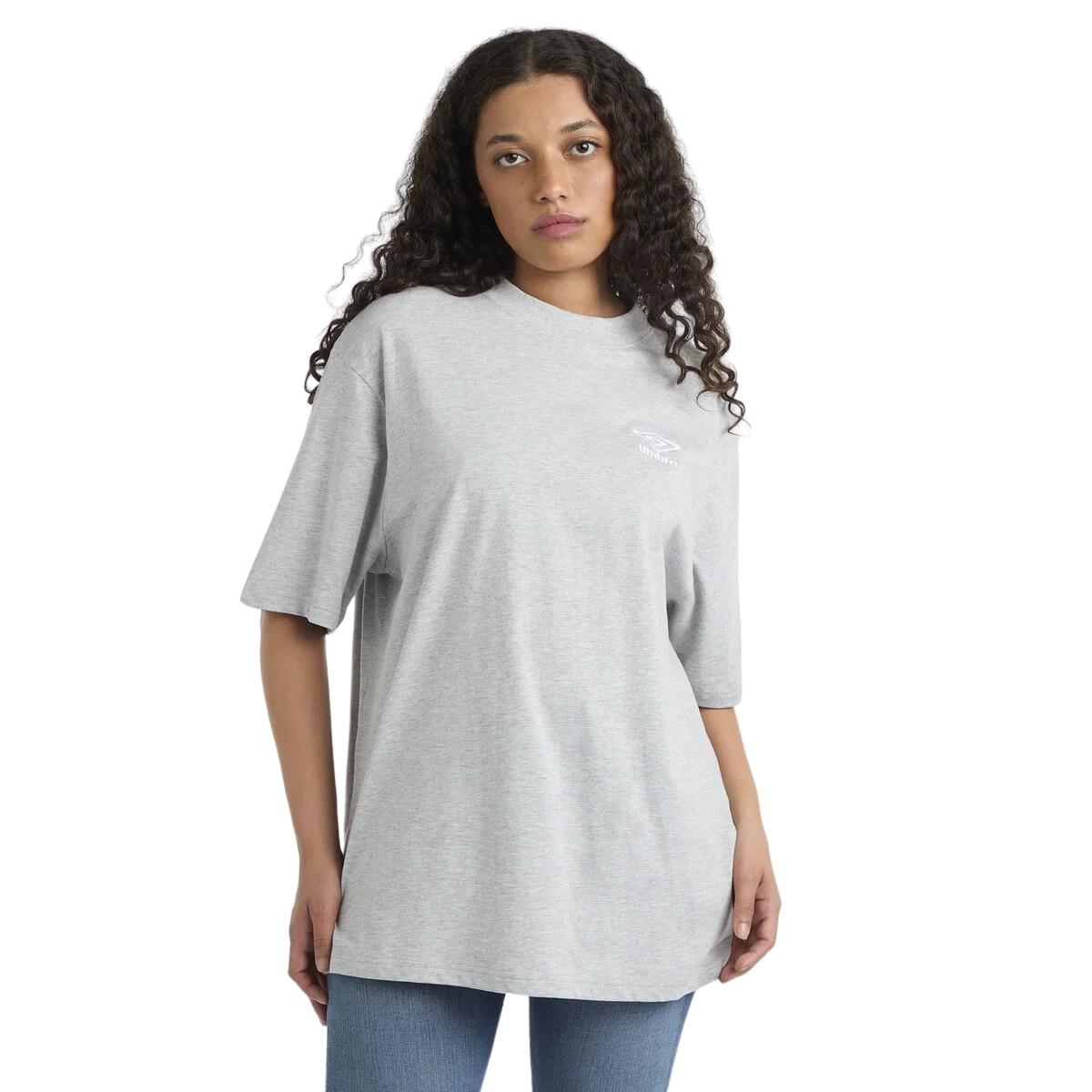 Womens/Ladies Core Oversized TShirt (Grey Marl/White) 3/4