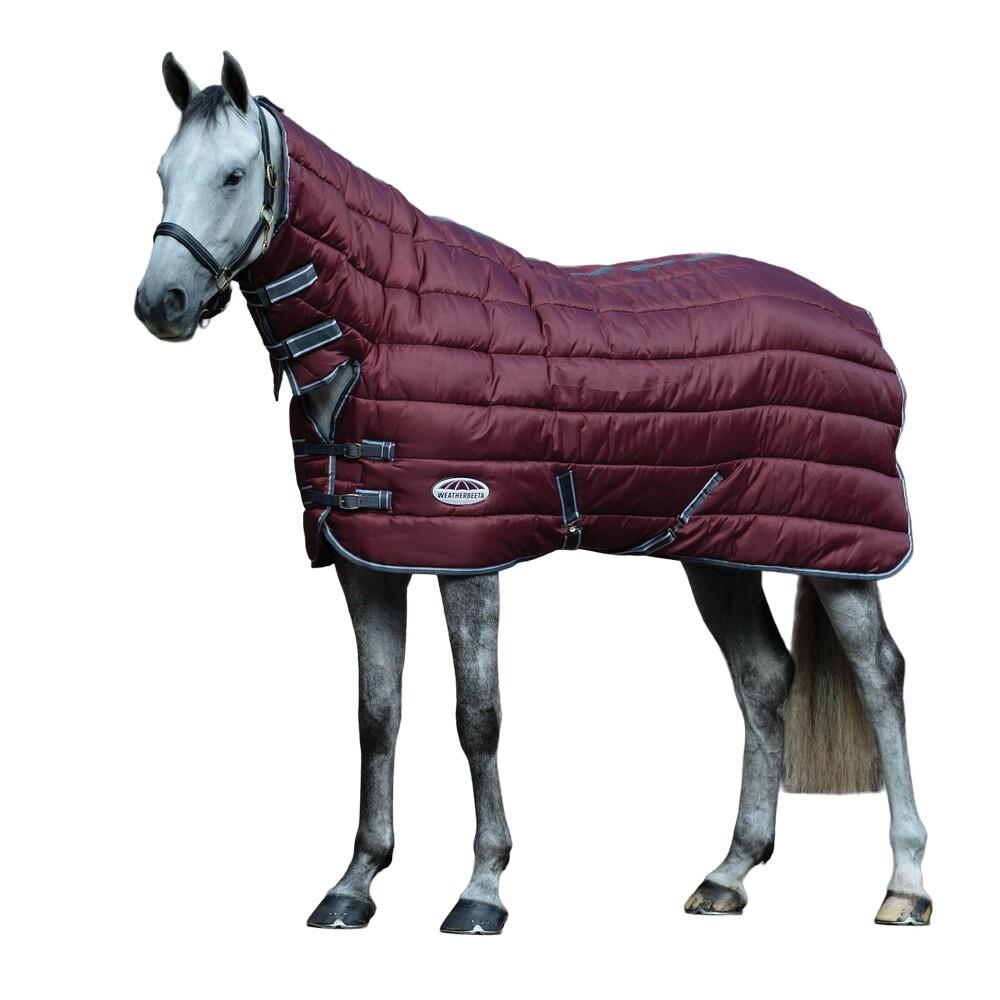 WEATHERBEETA Comfitec Combo Neck Channel Quilt Midweight Horse Stable Rug (Maroon/Grey/White)