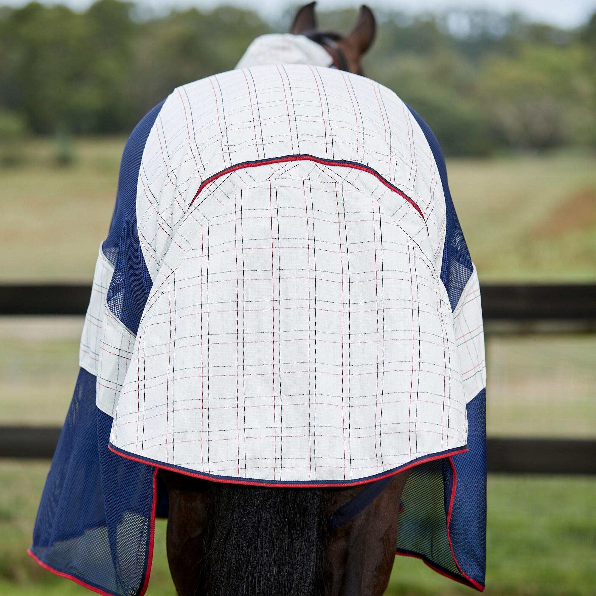Breeze IV Combo Neck Horse Turnout Rug (White/Navy/Red) 2/4