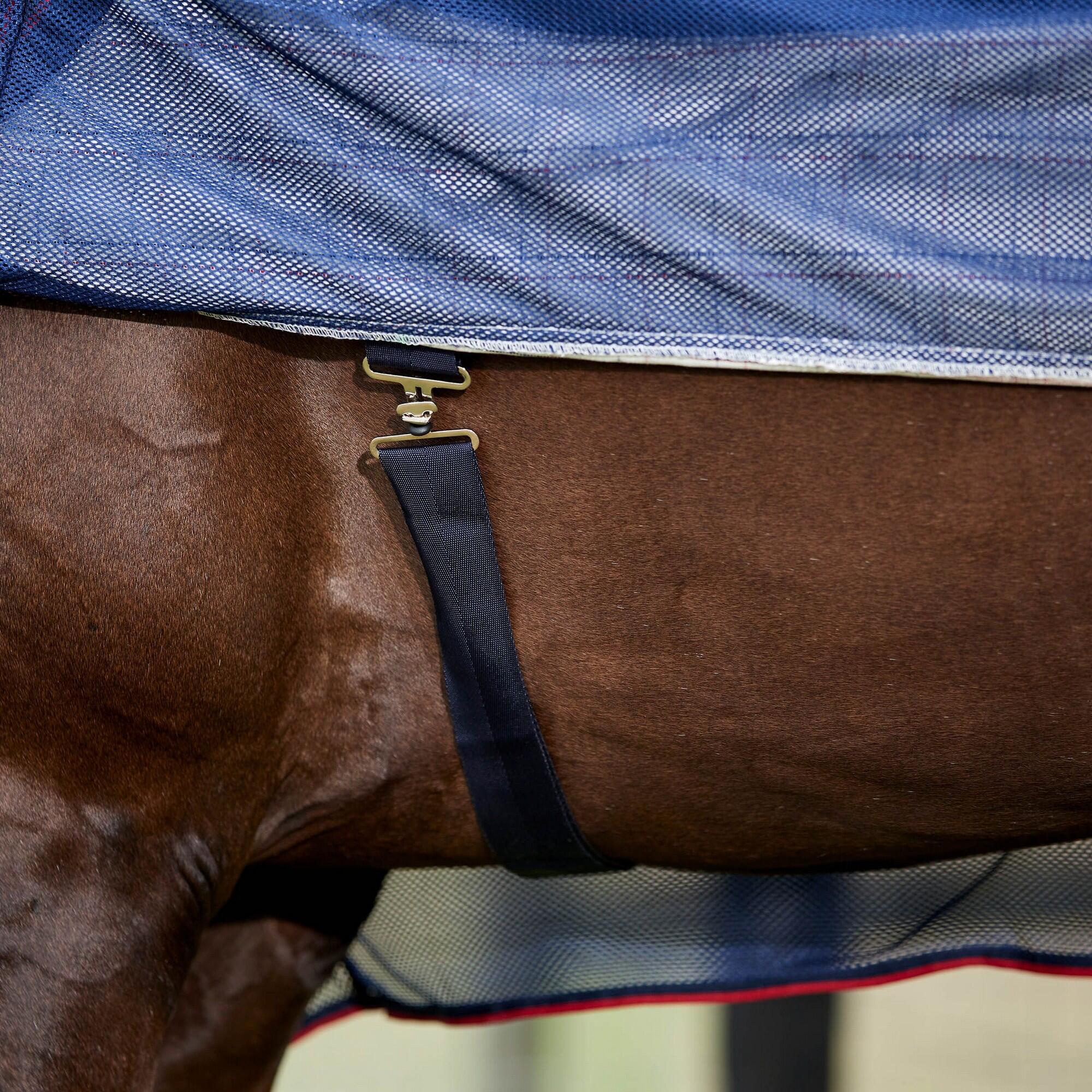 Breeze IV Combo Neck Horse Turnout Rug (White/Navy/Red) 3/4