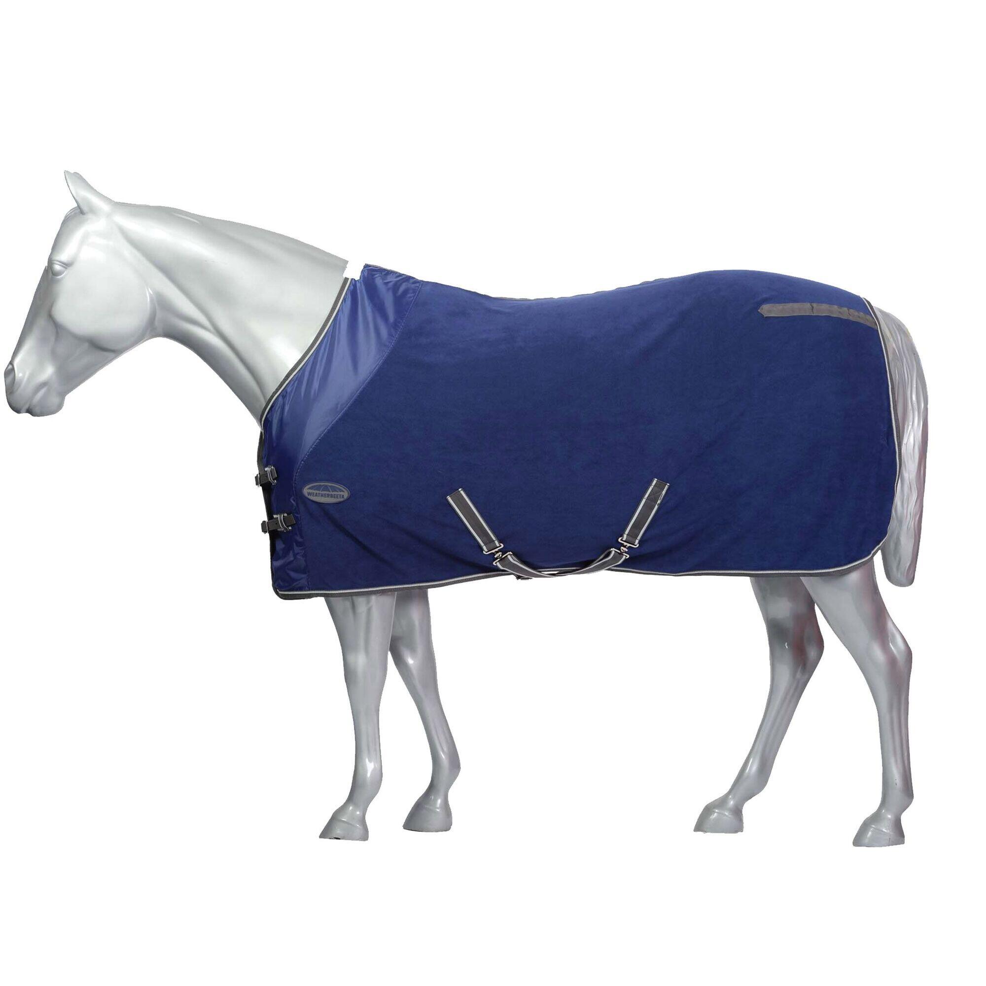 StandardNeck Fleece Horse Cooler Rug (Dark Blue/Grey/White) 1/4