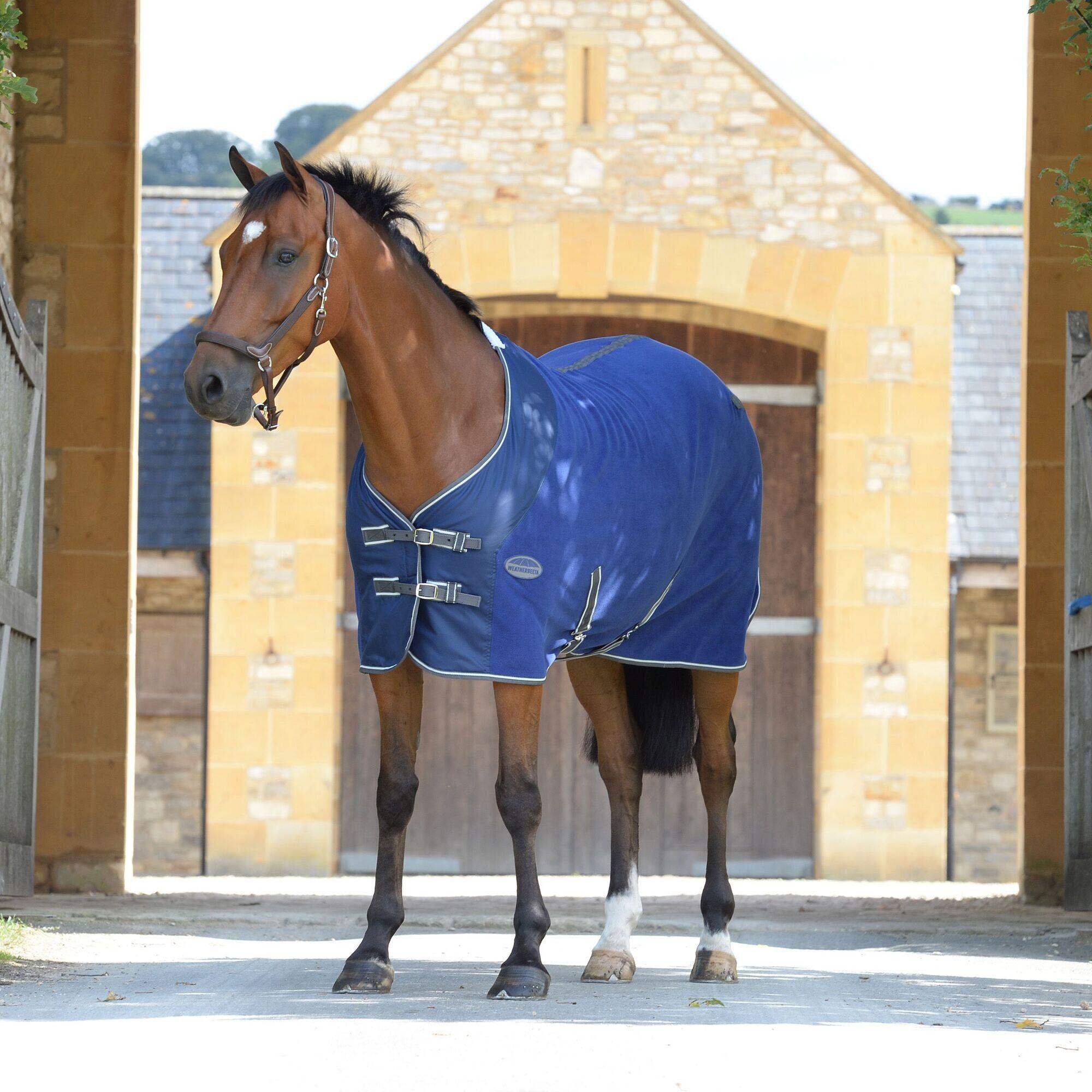 StandardNeck Fleece Horse Cooler Rug (Dark Blue/Grey/White) 2/4