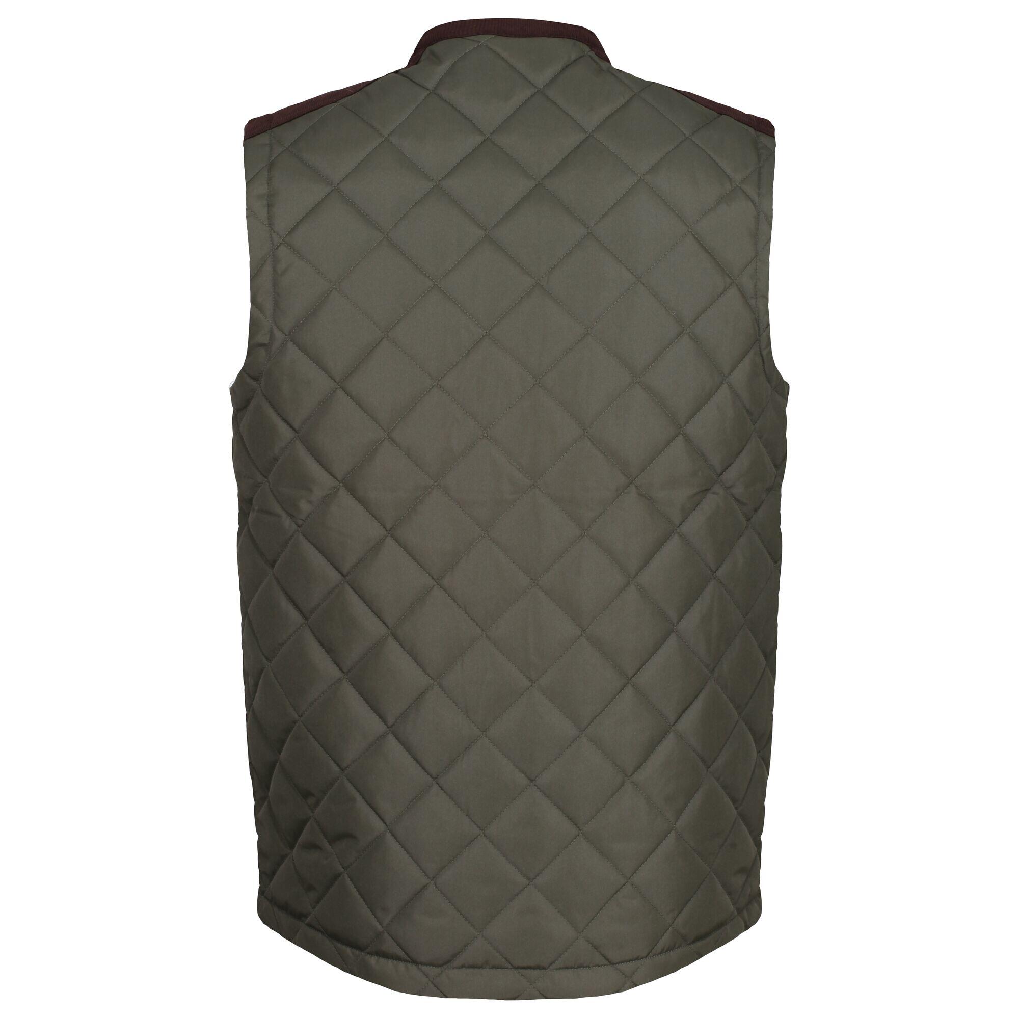 Mens Moreton Quilted Body Warmer (Dark Khaki) 2/5