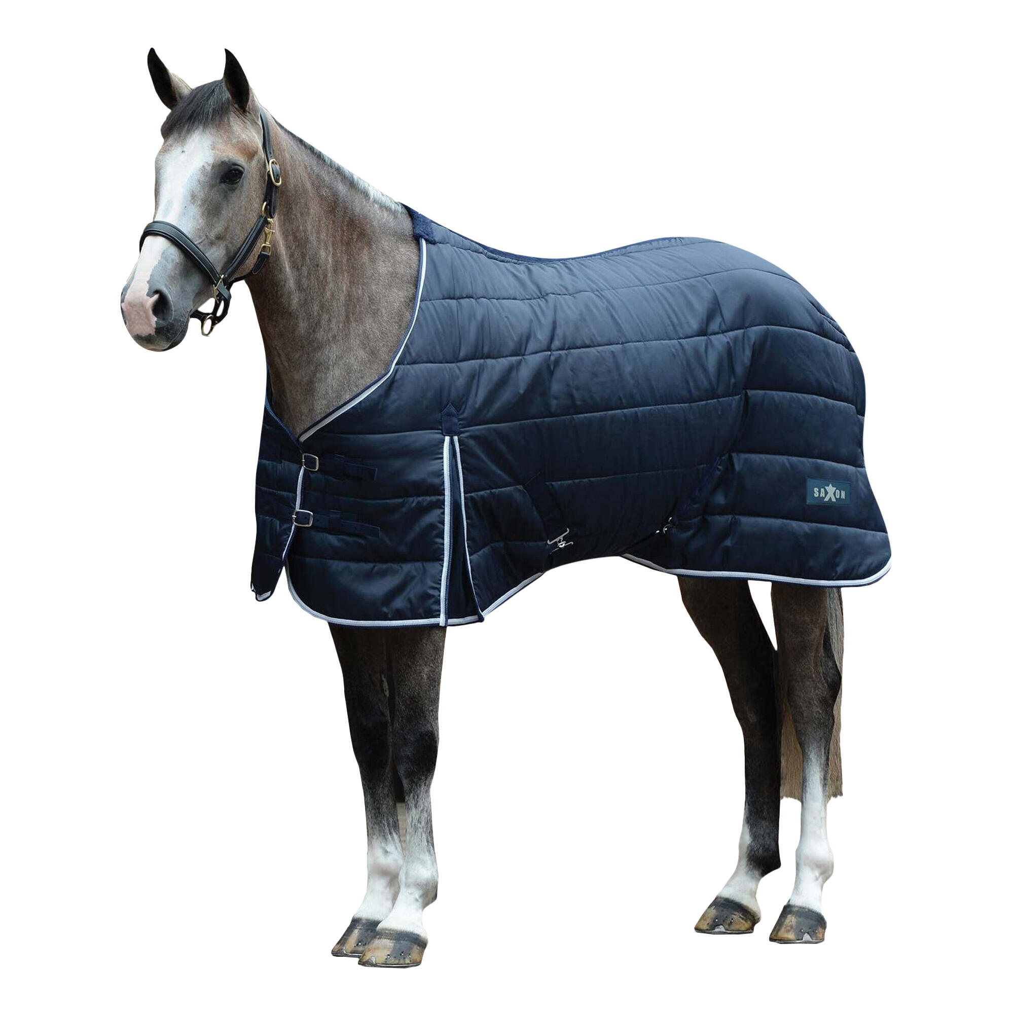 SAXON StandardNeck Channel Quilt Midweight Horse Stable Rug (Navy/White)