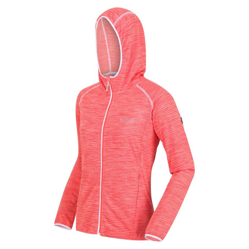 "Yonder" Hoodie mit durchgehendem Reißverschluss für Damen Neon-Pfirsichfarben