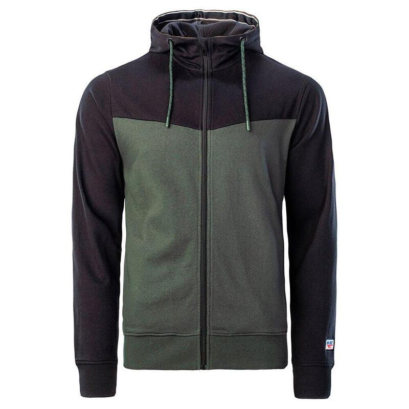 Felpa Con Cappuccio E Zip Intera Uomo Hi-Tec Sabarin Verde Mirto Nero