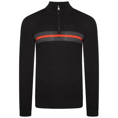 Heren unite us gebreide half rits sweatshirt (houtskool grijs/zwart)