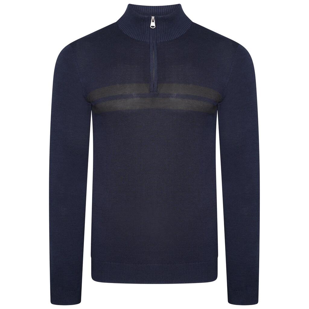 Mens Unite Us Knitted Half Zip Sweatshirt (Nightfall Navy/Ebony)