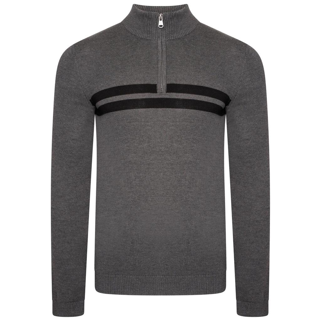 Mens Unite Us Knitted Half Zip Sweatshirt (Charcoal Grey/Black)