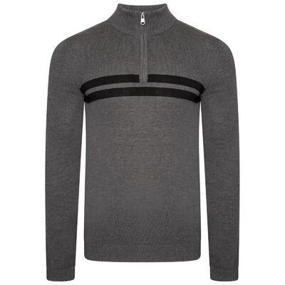 Heren unite us gebreide half rits sweatshirt (houtskool grijs/zwart)