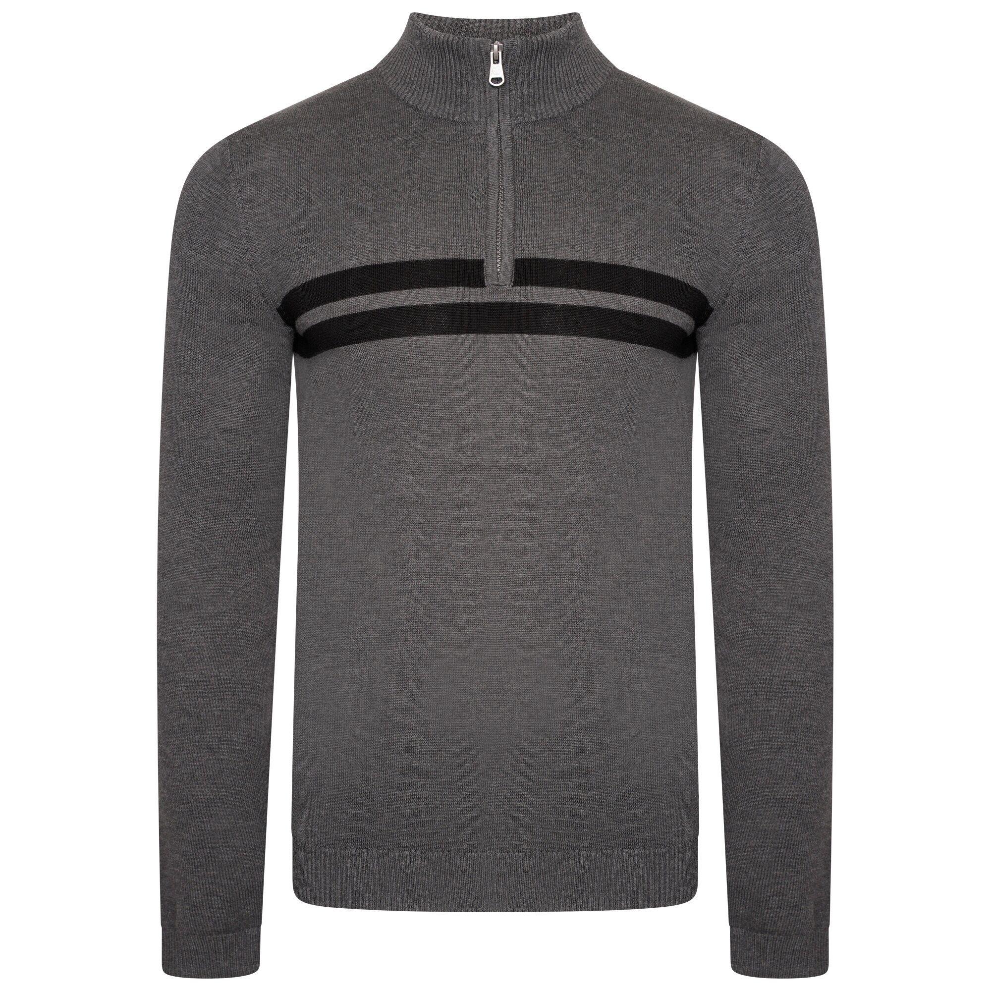 Mens Unite Us Knitted Half Zip Sweatshirt (Charcoal Grey/Black) 1/5