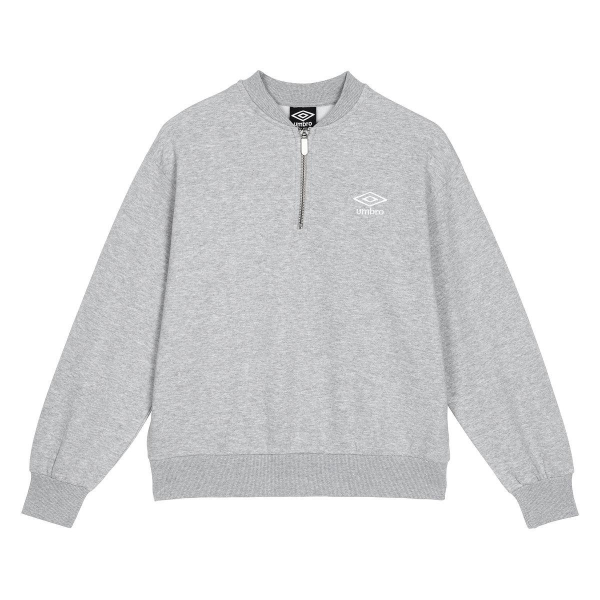 Womens/Ladies Core Half Zip Sweatshirt (Grey Marl/White) 1/4