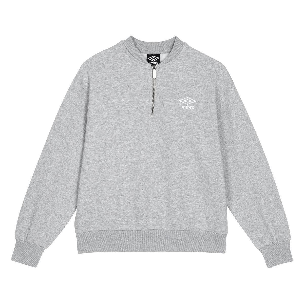 UMBRO Womens/Ladies Core Half Zip Sweatshirt (Grey Marl/White)