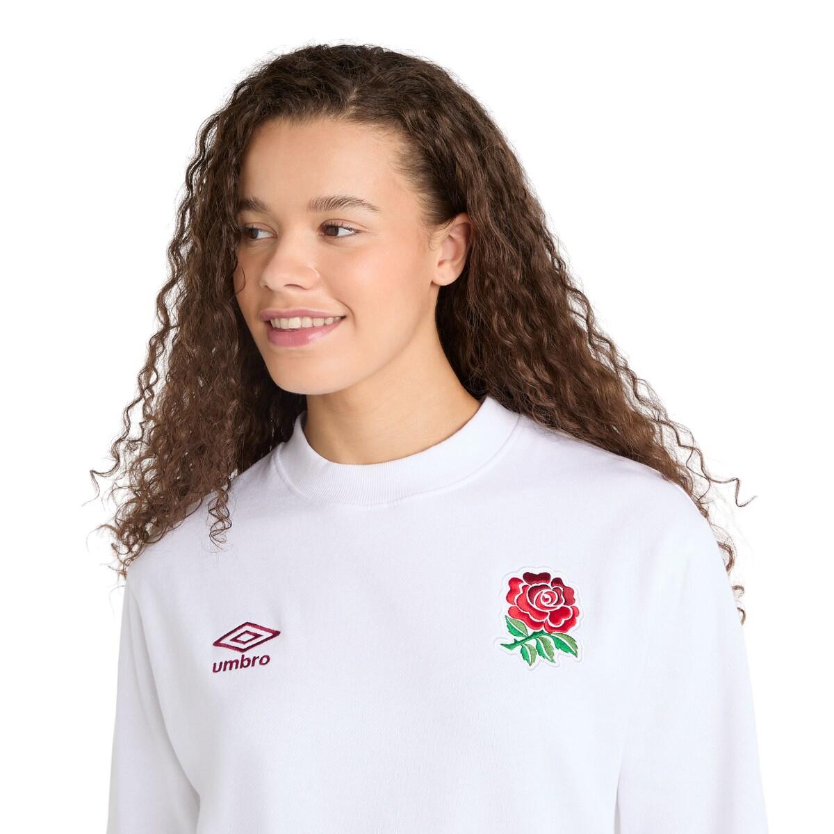 Womens/Ladies Dynasty England Rugby Sweatshirt (White) 3/4
