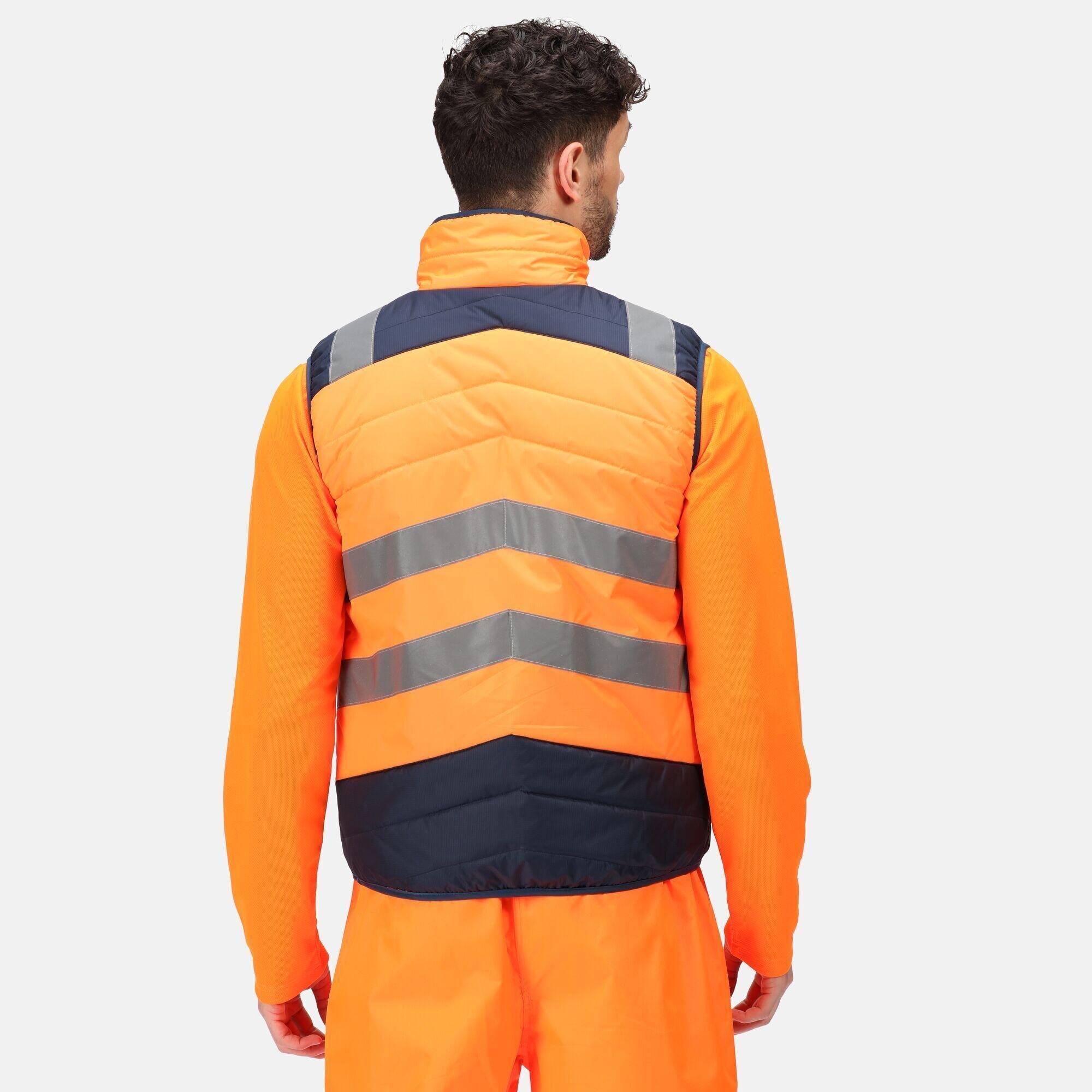 Mens Baffled HighVis Body Warmer (Orange/Navy) 4/5