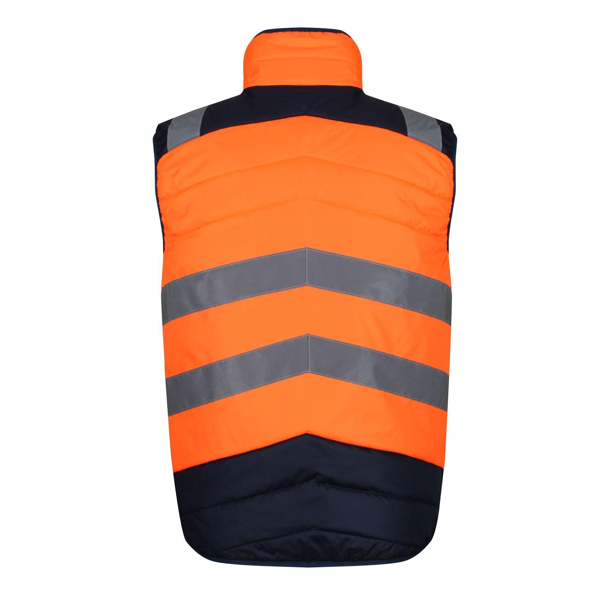 Mens Baffled HighVis Body Warmer (Orange/Navy) 2/5