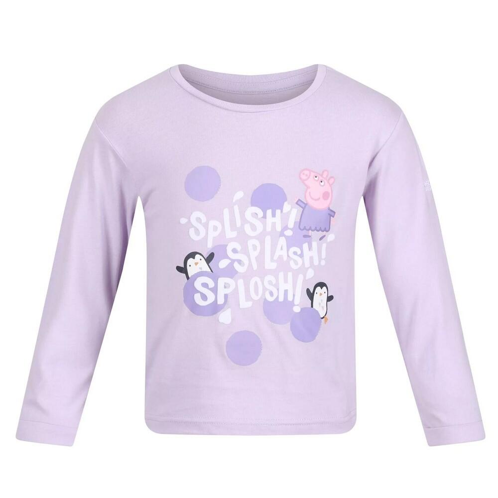 REGATTA Childrens/Kids Splish Splash Splosh Peppa Pig LongSleeved TShirt (Pastel Lilac)